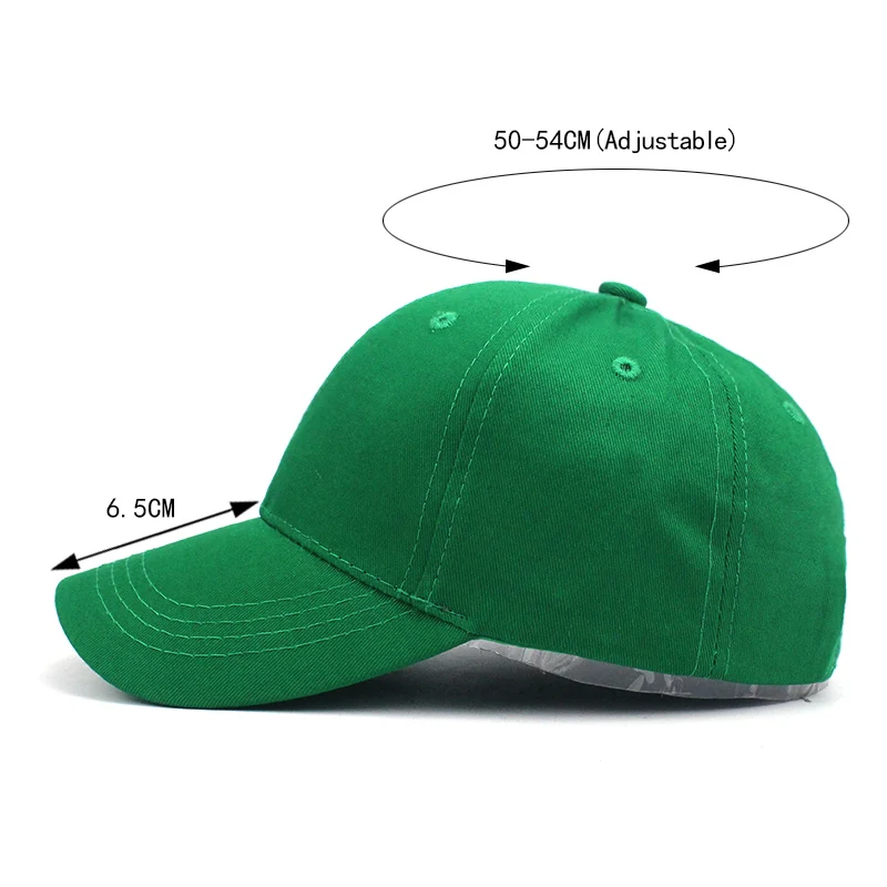 Gorra de béisbol con cierre trasero para niño y niña, gorro de Color liso, Color verde, estilo Hip Hop, para primavera y verano, 1 a 7 años, novedad