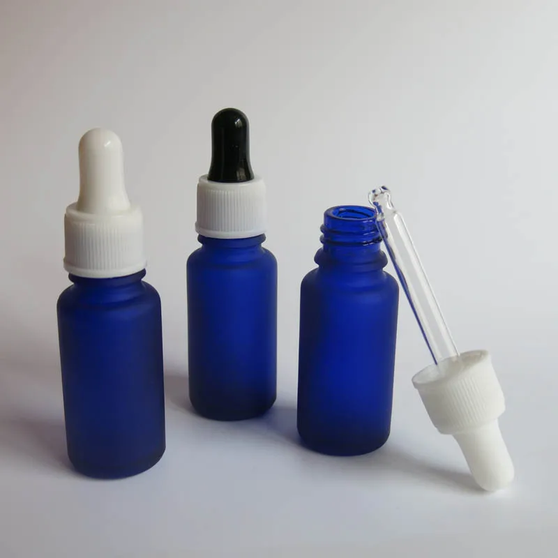 

wholesale Wholesale 100 Pcs/ Lot 15ml Frost blue Glass dropper bottles, 0.5 ounce glass blue frost Essential oil drop Bottles