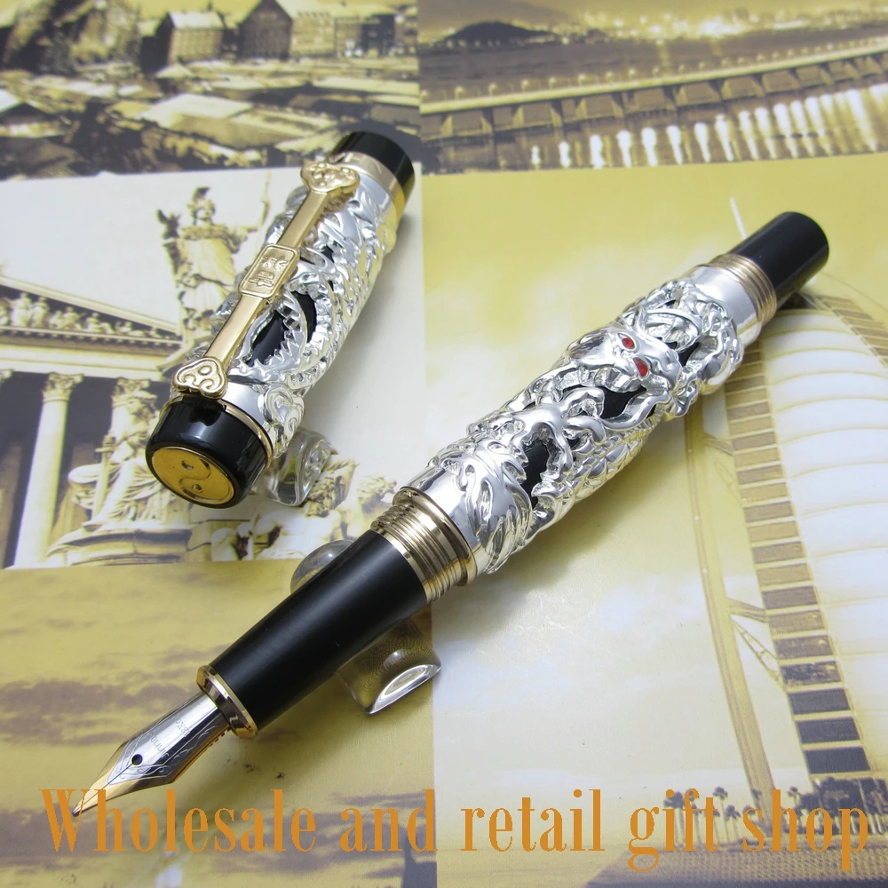 Jinhao Dragon Phoenix Heavy Silver Chinese Classical Luck Clip Fountain Pen