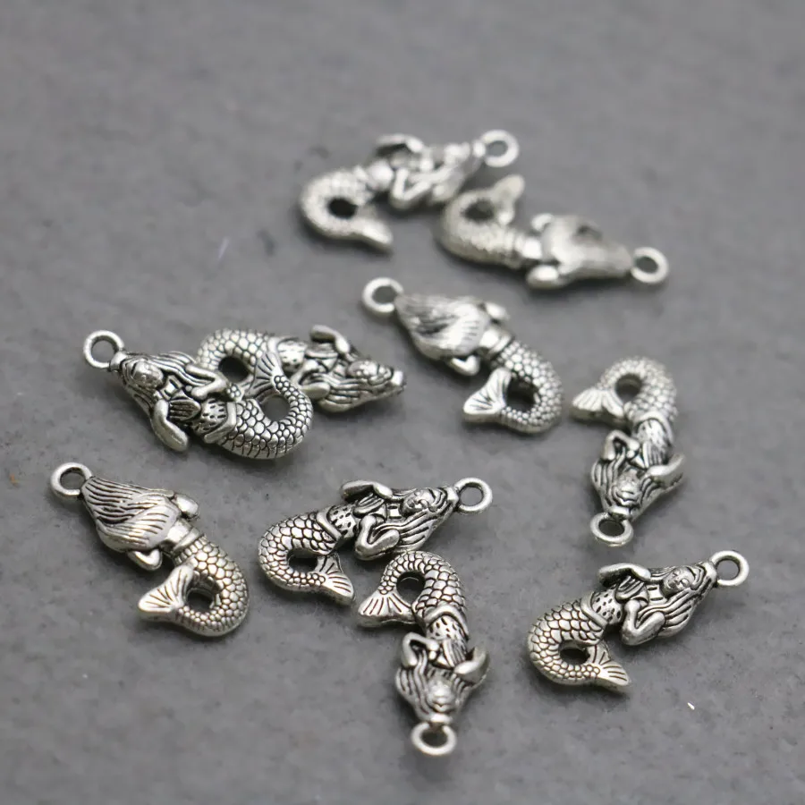 5PCS Hot wholesale Fish Hardware Fittings for Accessory Silver-plate DIY beads Jewelry Making Design Small Findings Pendant