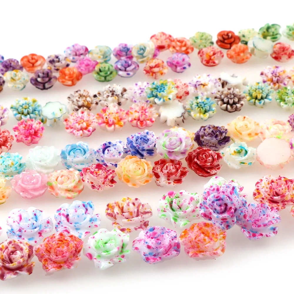 About 50Pcs Mix Color 3D Nail Charms Jewelry Resin Flower Spray Point Decorations For Nails Stud DIY Glue Nail Art Tools