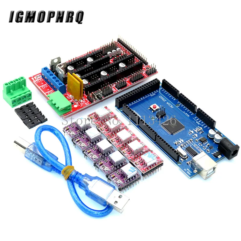 3D Printer kit 1pc Mega 2560 R3 + 1pc RAMPS 1.4 control panel+ 5pcs A4988/DRV8825 Stepper Motor Drive Carrier Reprap