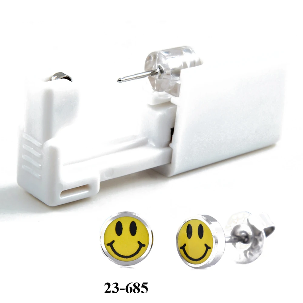 1pc Disposable Safe No Pain Sterile Logo Ear Stud Earring Stude Piercing Gun Piercer Tool Kit Machine Kit Earring Units Jewelry