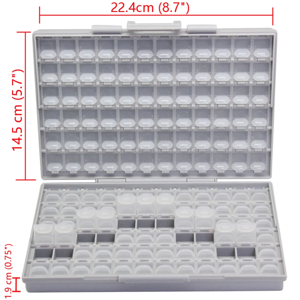 AideTek BOXALL144+BOXALL48 SMT Empty Box storage toolbox Enclosure Compartments each w/lid SMD Box Organizer Craft Beads Storage