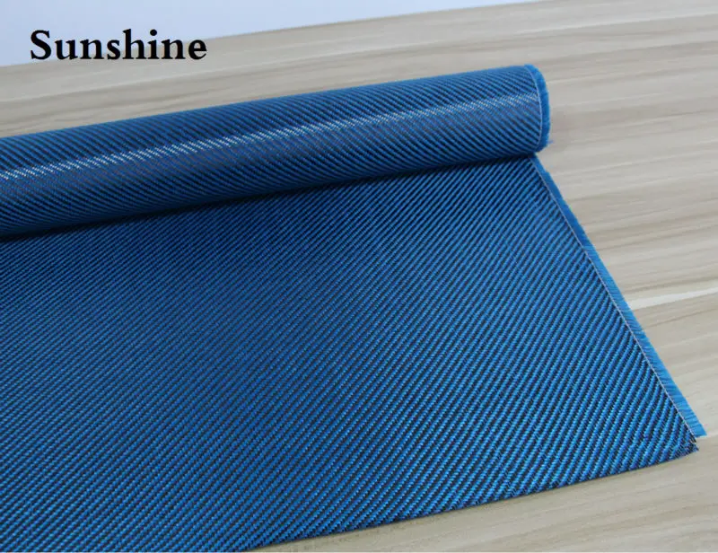 190gsm Blue  Twill Carbon Aramid Fiber Hybrid Fabric For Sport Products New-materials 3k Carbon Fiber Cloth Aramid Fiber