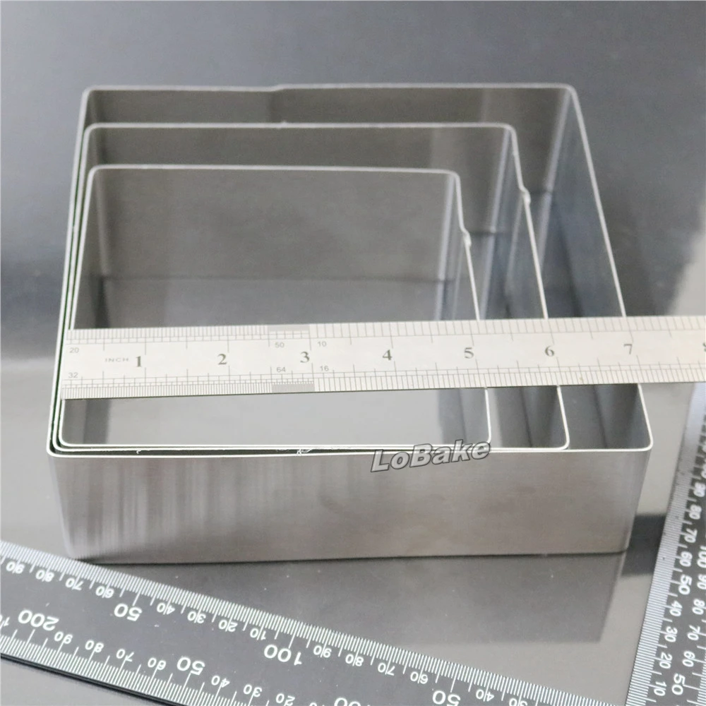 (3pcs/set) New arrivals 7 & 8 & 9 inches square Shape high quality Stainless Steel Mousse Ring mold