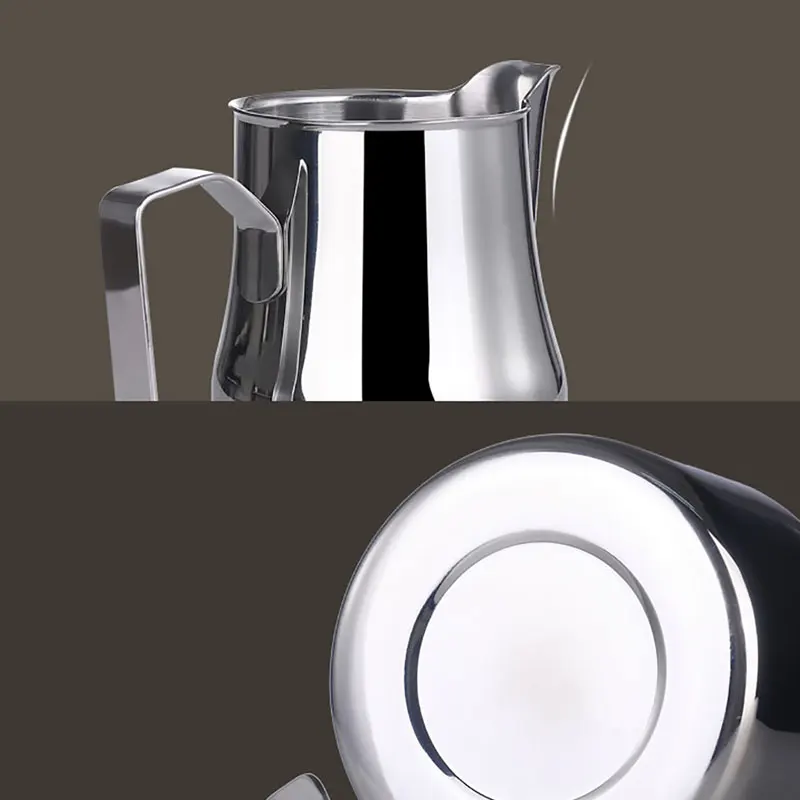 Milk Frothing Pitcher, Stainless Steel Professional Milk Jugs With Rounded Spout, 350/550/750ml