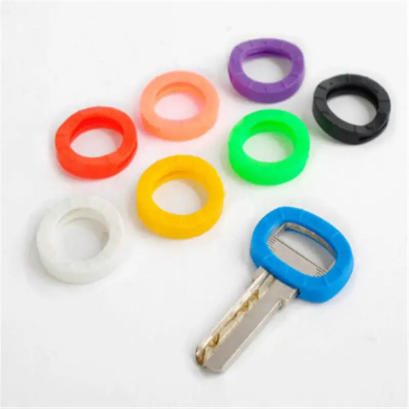 8pcs/lot Hollow Multi Color Rubber Soft Key Locks Keys Cap Key Covers Topper Key Ring Mixed Color Easy to Identify