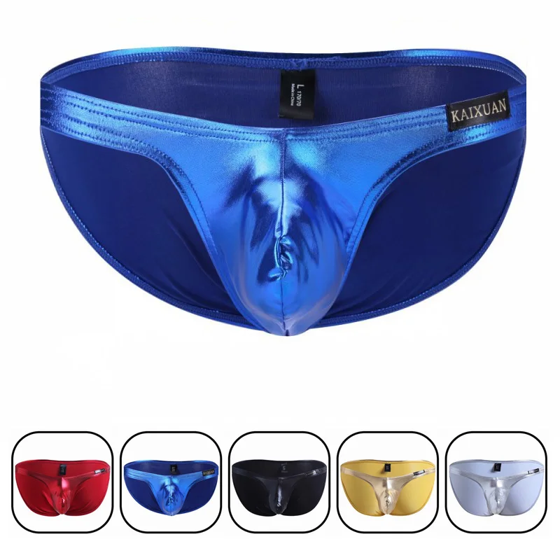 Hot Selling Men Underwear Patent Leather Nightclub Show Sexy Gay Underwear Men\'s Briefs U Convex Pouch Hombre Briefs