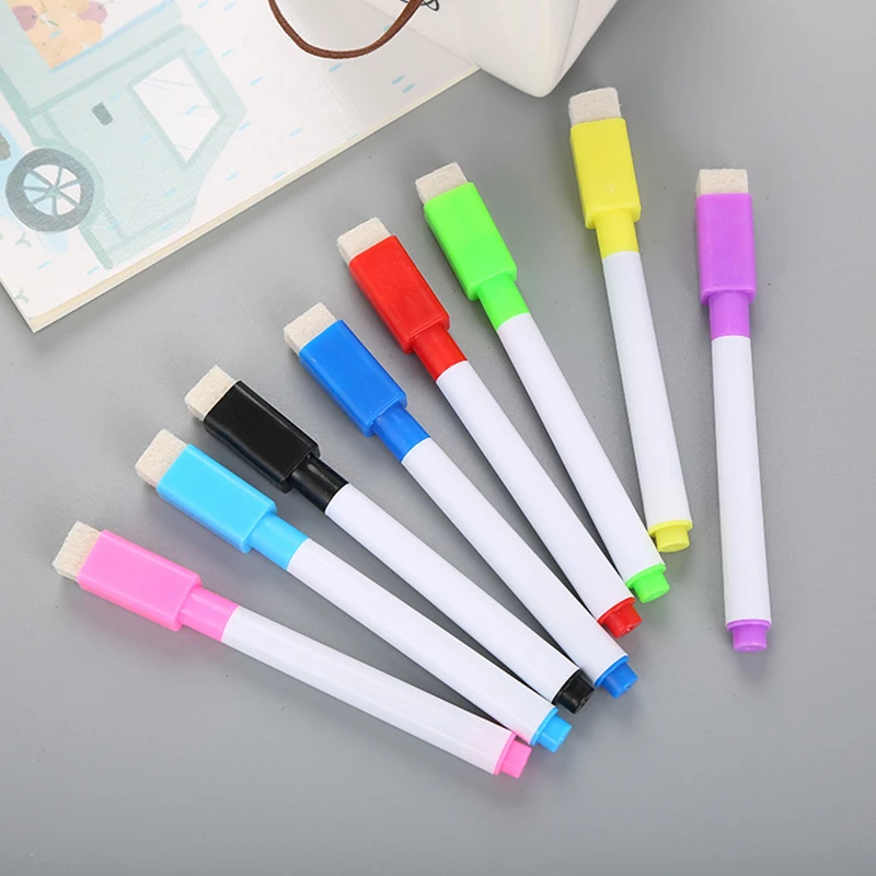 8Pcs/Set Highlighter Magnetic Whiteboard Pen Erasable Dry White Board Markers Magnet For Kids Drawing Pens Office School Supplie