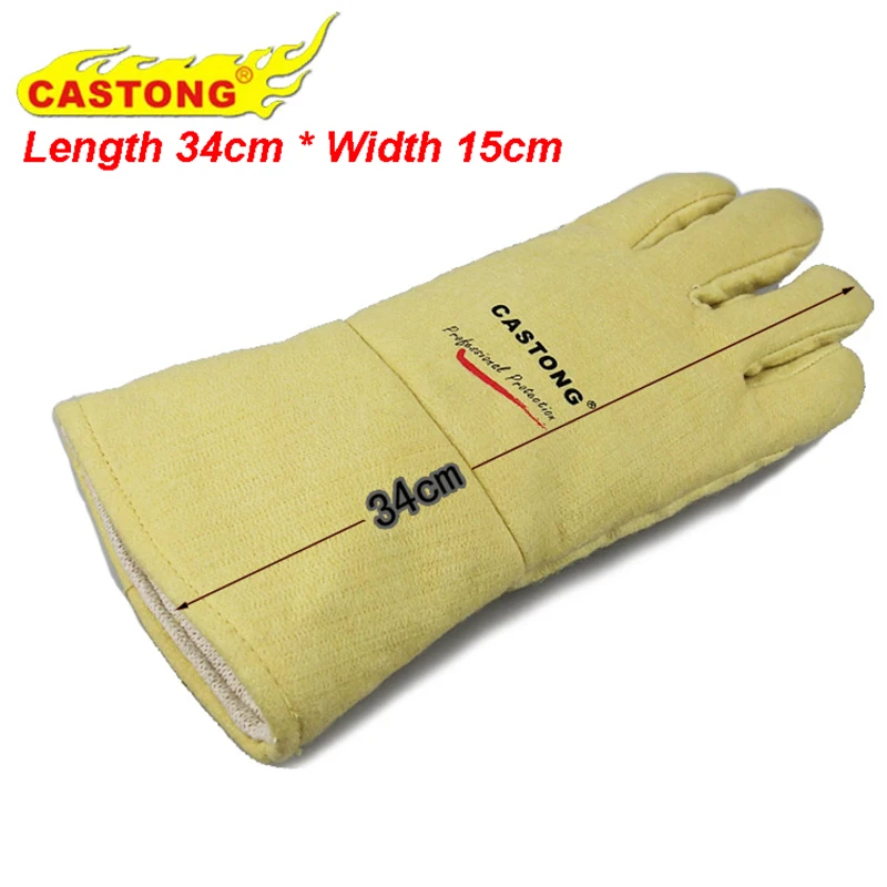 CASTONG 500 High temperature gloves Thicker palm Flame retardant fire gloves oven Bake Heat treatment Anti-scald safety gloves