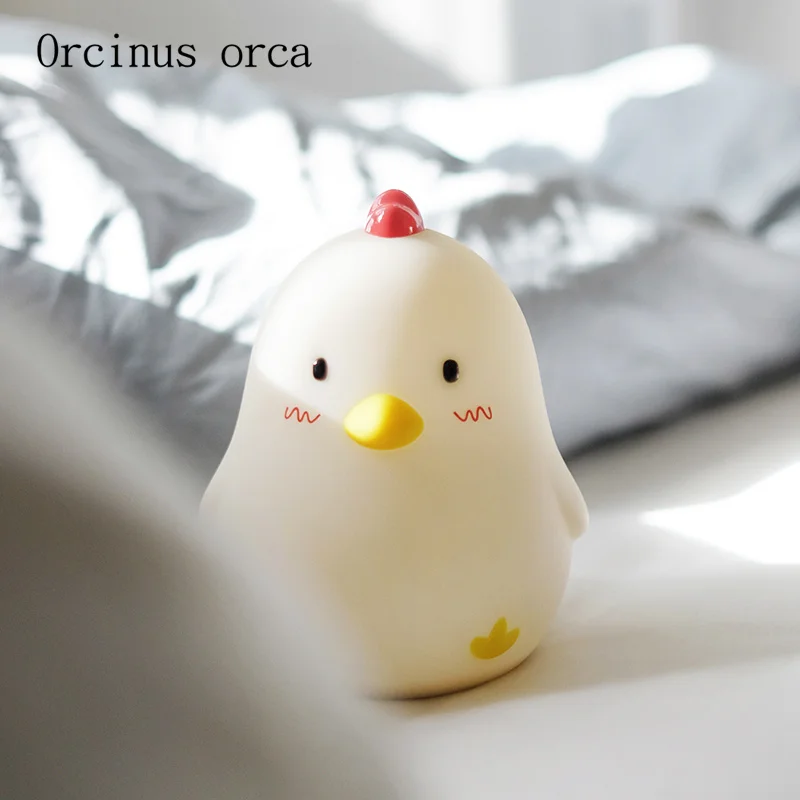 Creative charging energy saving lamp children's bedroom bedside lamp touch adjustable light cartoon chick lamp