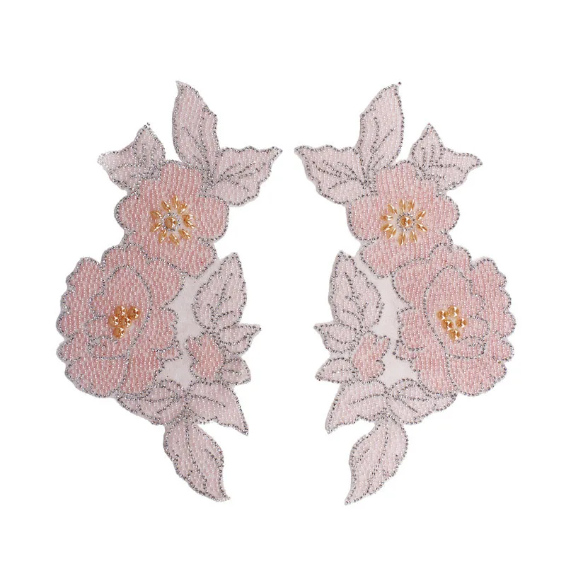 

5pair Pink Hotfix Crystal Rhinestones Iron On Applique Heat Transfer Sticker Lace Motif Clothes Decorated Sewing Supplies T2282