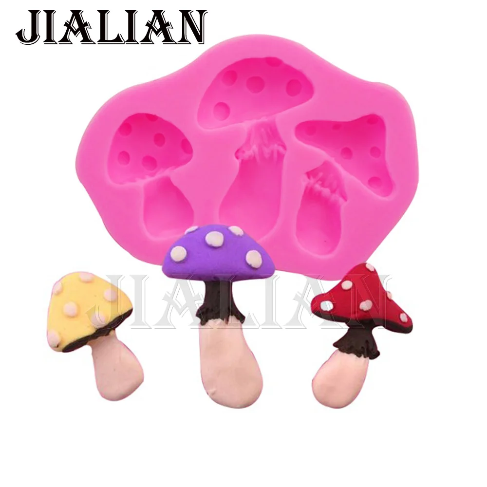 3 Holes Mushroom Shaped Silicone Molds for Cake Decoration tools Mould Fondant chocolate sugar art displays T0655