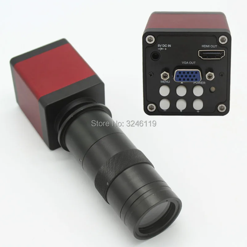 

2.0MP 720P 30FPS HDMI VGA Industrial Microscope Video Camera+100X High Working Distance 130X 180X 300X C-mount Lens