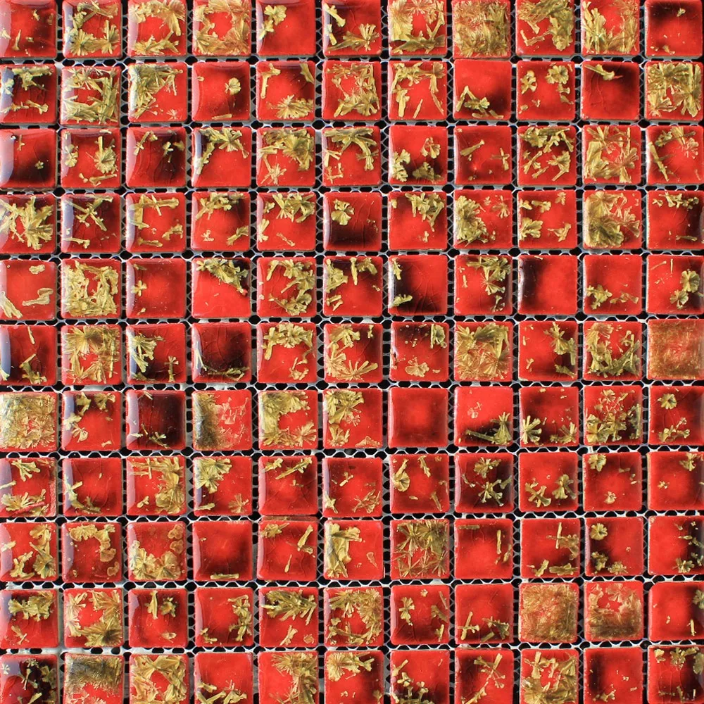 High-end Ancient China Red Art Culture Golden Ceramic Mosaic Tile for shower bathroom fireplace outdoor indoor background wall d