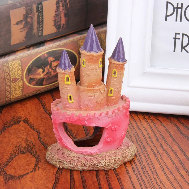 Pink Resin Diamond Castle Aquariums Decorations Castle Tower For Fish Hide Ornaments Fish Tank Aquarium Accessories Background