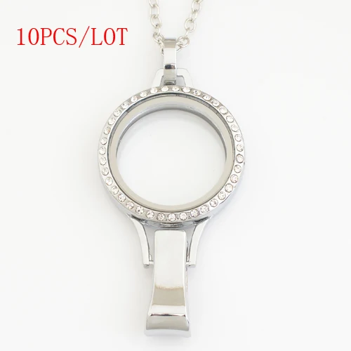 

ZIRI 10PCS/LOT,30mm magnetic floating lockets with rhinestones,with free 50-55cm chain FN0036