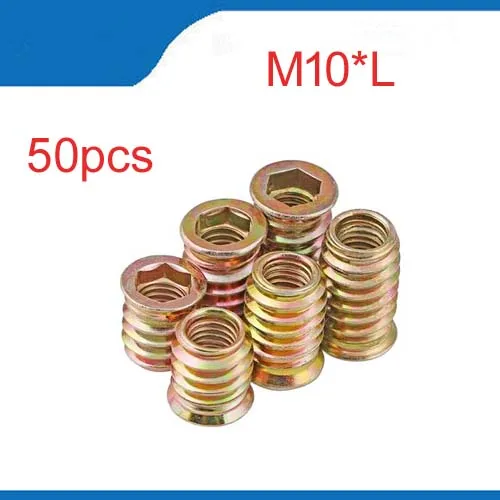 wood acorn 50pcs M10*15/20/25 Zinc Alloy Thread For Wood Insert Nut Hex Drive Head Furniture Nuts