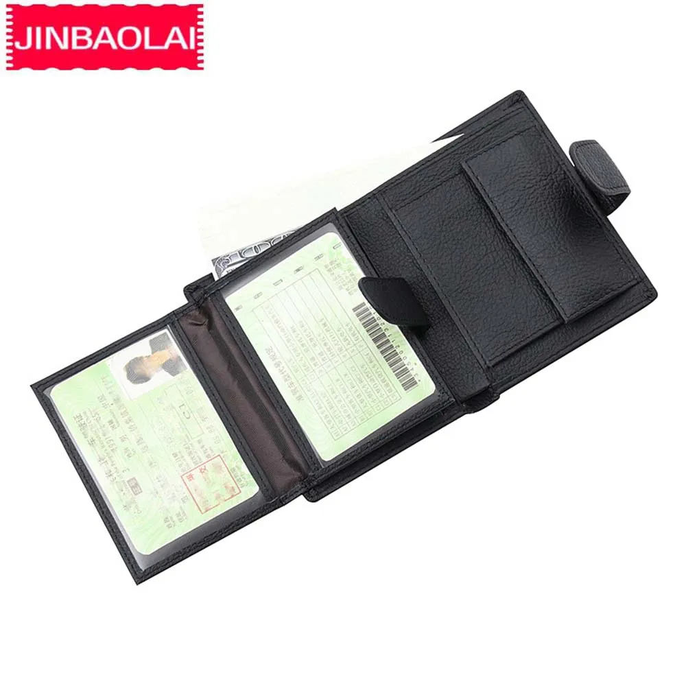 2024 JINBAOLAI Men Short Wallets Genuine Leather Hasp Coin Pocket Purses Card Holder Vintage Brand Top Quality Wallets For male