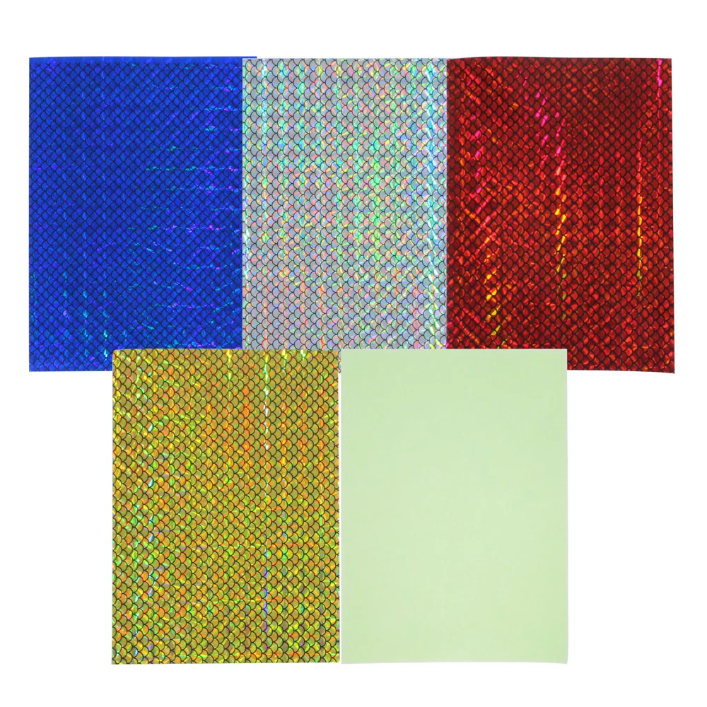 5Pcs Mixed Color Holographic Adhesive Film Flash Tape For Lure Making Tying Materail Metal Hard Baits Luminous Sticker