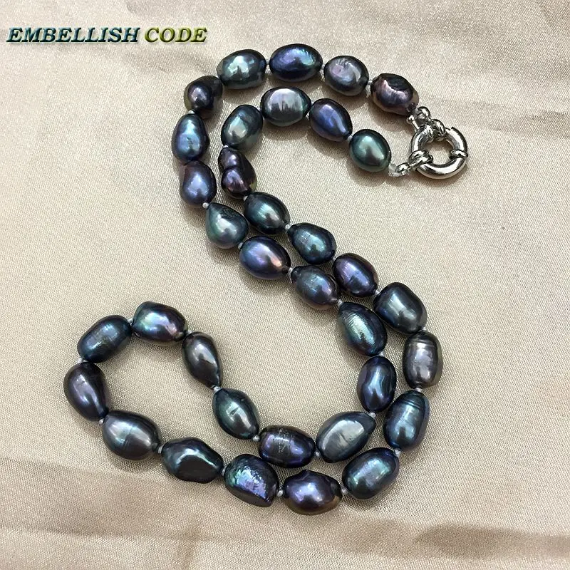 selling well dark Peacock blue wonderful baroque Irregular natural cultured pearls choker necklace bracelet set for girl women