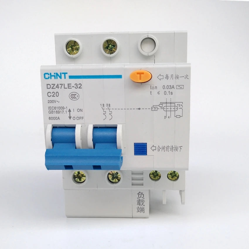CHINT DZ47LE-32 2P C20A 30mA  Earth Leakage Circuit Breaker/Residual Current Operated Circuit Breaker