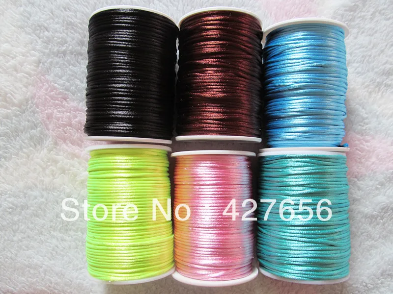 

50yards 2mm Bright and Silky Shamballa Rat Tail Chinese Knot Cord String Rope,Jewelry Beading String, For Bracelet & Necklace