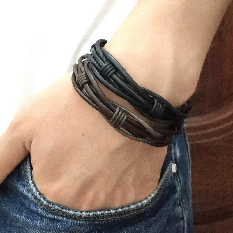 2023 New Hot Bracelet For Women Men Jewelry Handmade Braid Genuine Leather bracelet Wrap Charm Cross Bracelets Fine Jewelry
