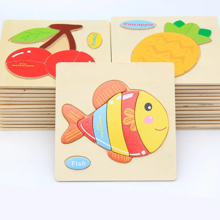 Cartoon 3D Puzzle Jigsaw Wooden Toys for Children Cute Animal Traffic Puzzles Intelligence Kids Baby Early Educational Toys