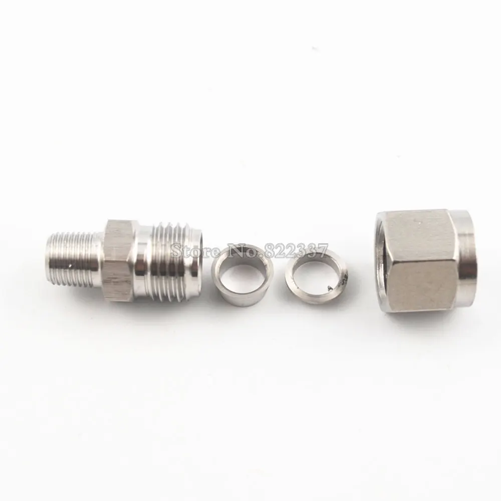 1/8\'\' 1/4\'\' 3/8\'\' 1/2\'\' To 4-12MM Steel Straight Conversion Adapter Fitting DSJ-M,YDF-LOK,LOK-Fittings, Ferrule Connector