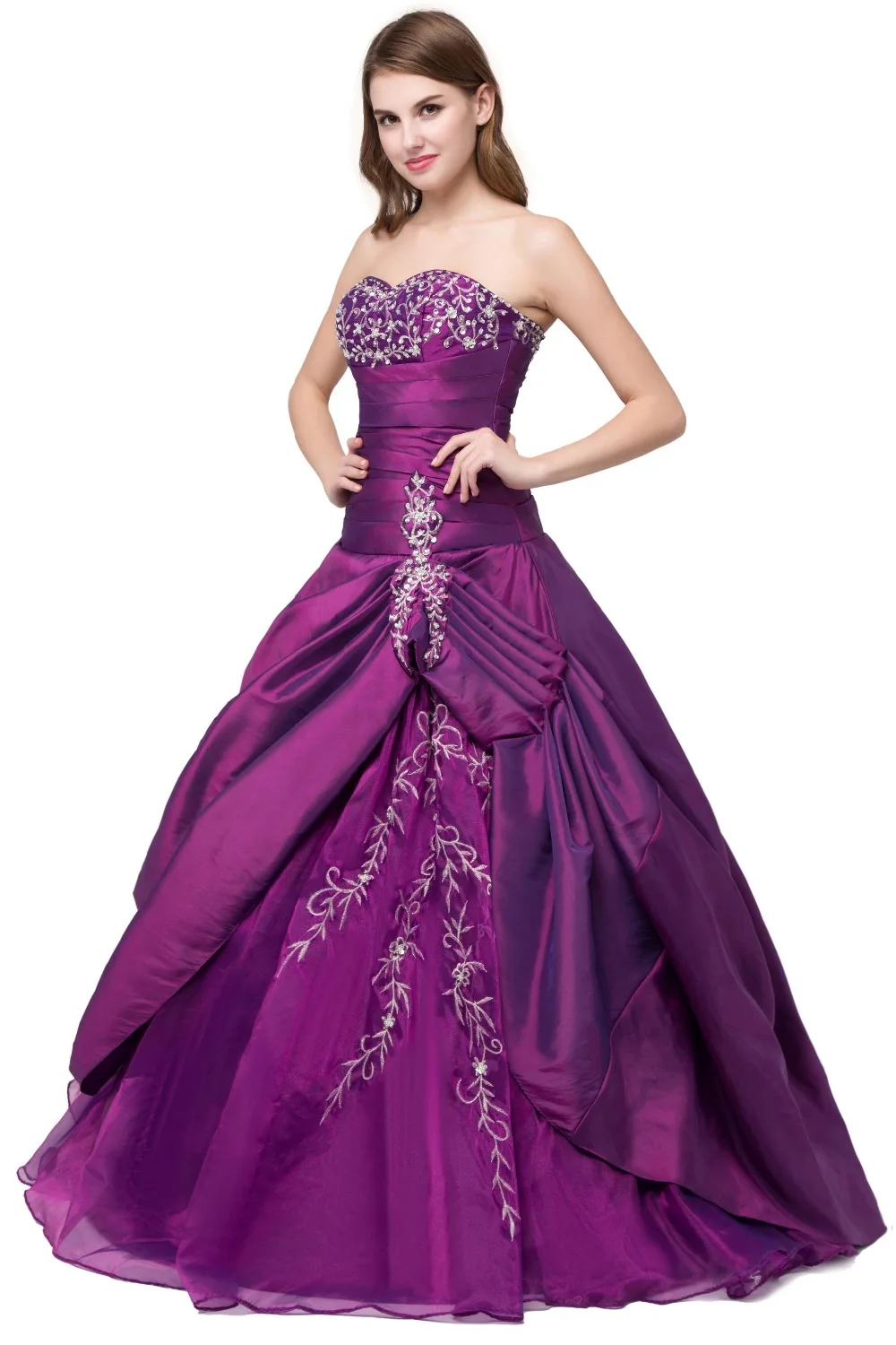 ANGELSBRIDEP Sweet 16 Ball Gowns Quinceanera Dresses Sweetheart Floor-Length Purple Vestido Debutante 2021 Special Ocasion