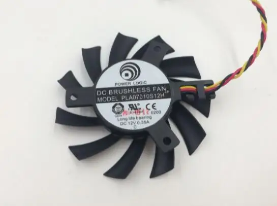 Video card fan diameter 6.5 cm hole spacing 4.0 cm PLA07010S12H 0.35A 2/3 line fan