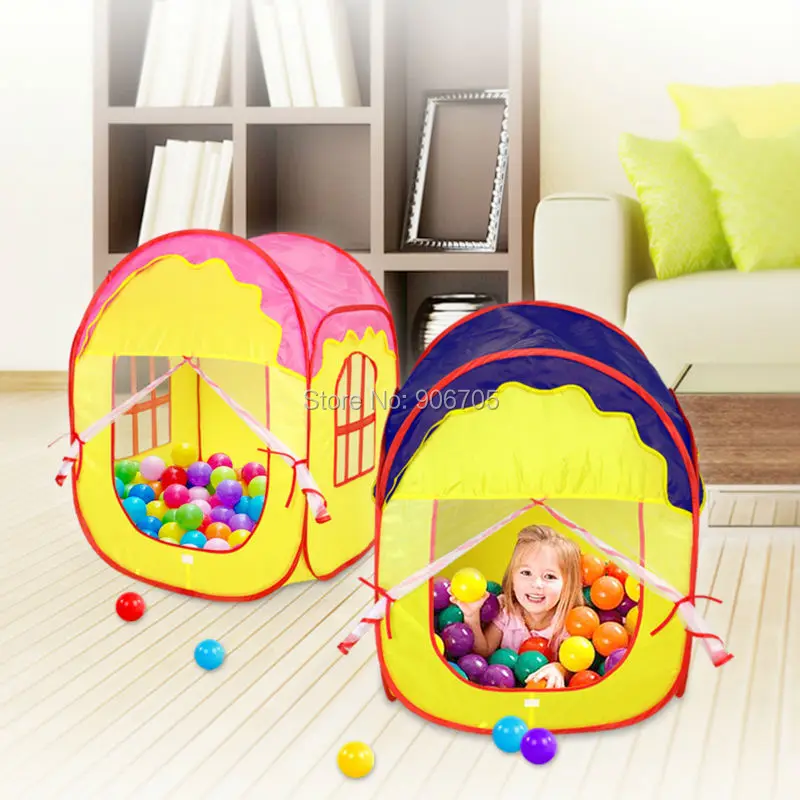 Portable Fairy Tale Princess Castle Childrens Indoor Outdoor Play Tent,pop up Play house of Kids Fun pink and blue