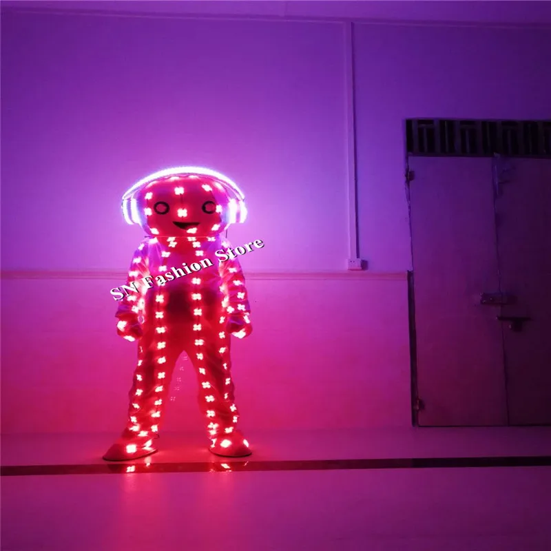 

DX004 Colorful LED Luminous costumes ballroom dance RGB light doll catwalk party bar performance wears clothe dj stage show suit