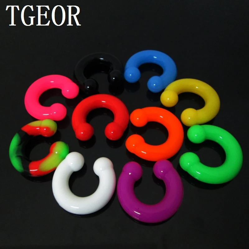 Hot Gauges 7pcs mixed 7 sizes colors circular silicone horseshoe piercing body jewelry free shipping