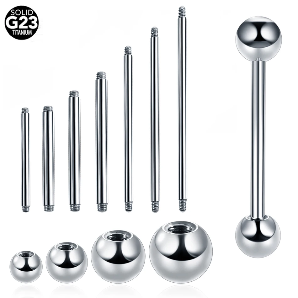 1PC Titanium Tongue Barbell Piercing Rings Nipple Shiled Bar Piercing Long Bar Cartilage Earring Barbell Piercing Jewelry