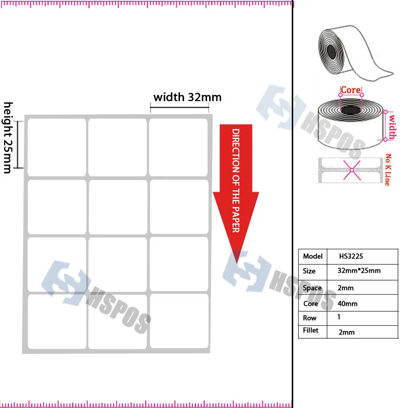 32*25mm*5000 sheets PET waterproof and Scratch-resistant labels paper adhesive stickers technical application for security