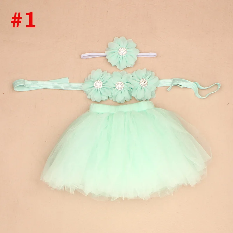 Newborn Photography Props Couture Sweet Fancy Frills Tutu 3 Piece Set Baby Tutu Skirt with Flower Headband and Tutu Top TS067