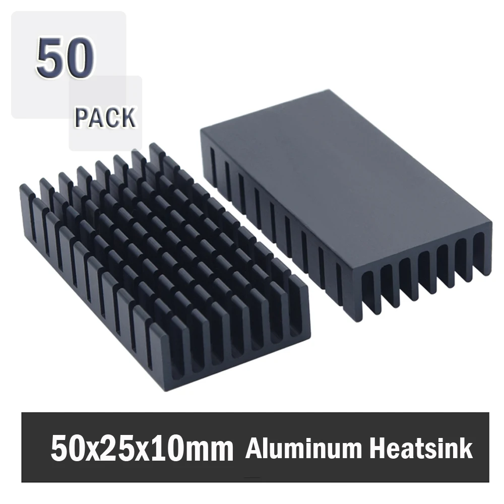 

50Pcs Gdstime 50*25*10mm Heatsinks Black Broken Groove Aluminum Heart sink Cooling Fan 50mmx25x10mm IC LED Power Transistor