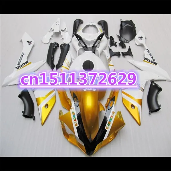 100%Fits Fairings for  YZF R1 07 08 YZF-R1 07-08 gold white black YZF1000 R1 07 08 YZF R1 2007 2008 fairing kits-Dor for Yamaha