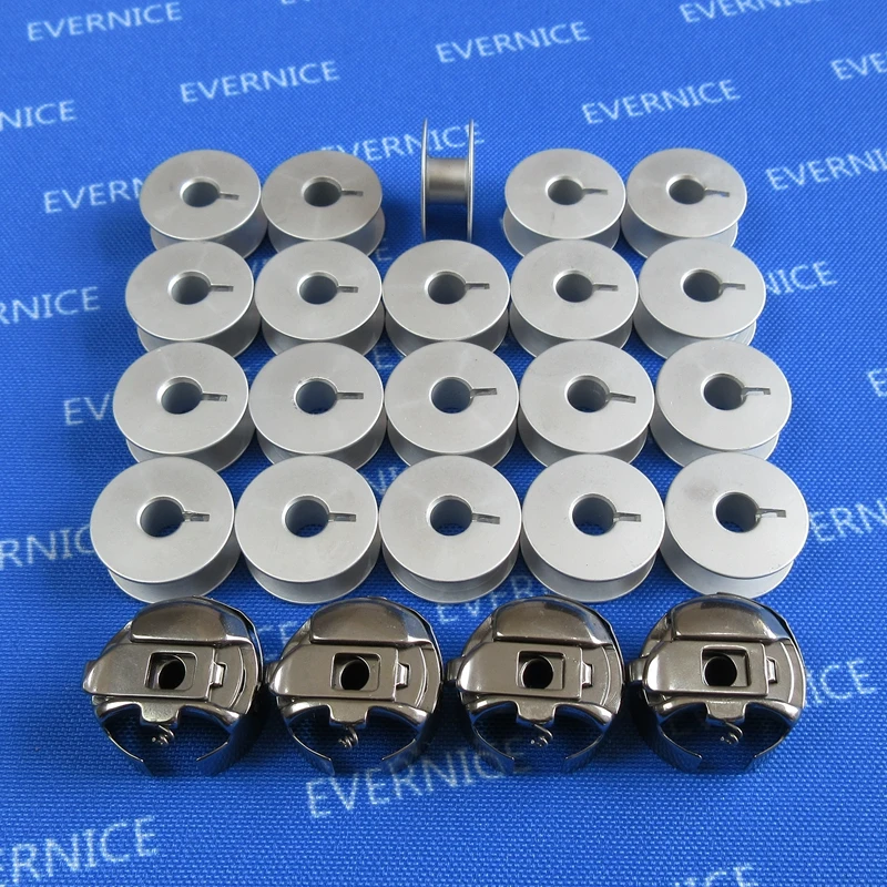 4 PIGTAIL BOBBIN CASE+20 BOBBINS# XC7206001 541678 for BROTHER PR600 PR620,PR620C,PR650 1000