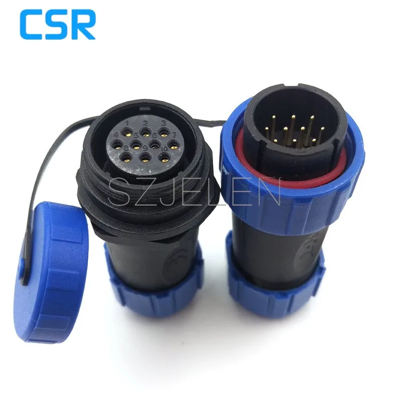 SP2110/P10-S10, IP68 Waterproof Connector , 10 Pin Male And 10 Pin Female Connectors 10 Pin, LED Power Cable  Wire Connectors