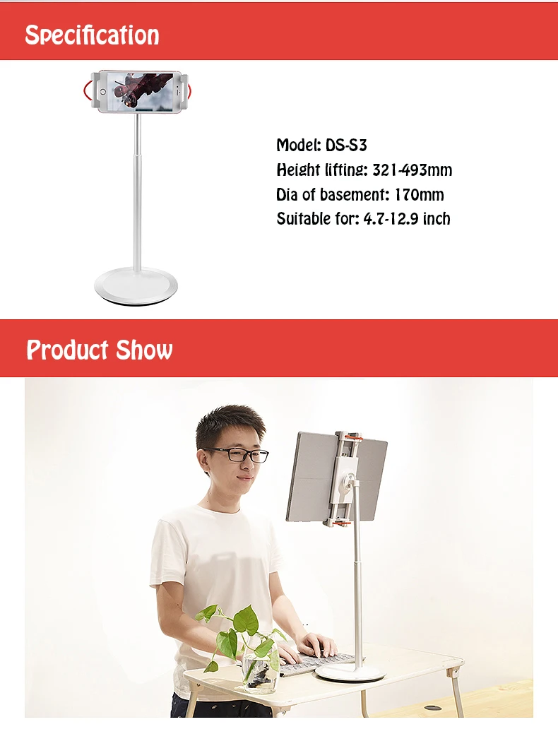 جديد S3 سبائك الألومنيوم رفع مجاني 4.7-12.9 بوصة الهاتف/الكمبيوتر اللوحي حامل سطح المكتب لباد برو آيفون سطح الكتاب