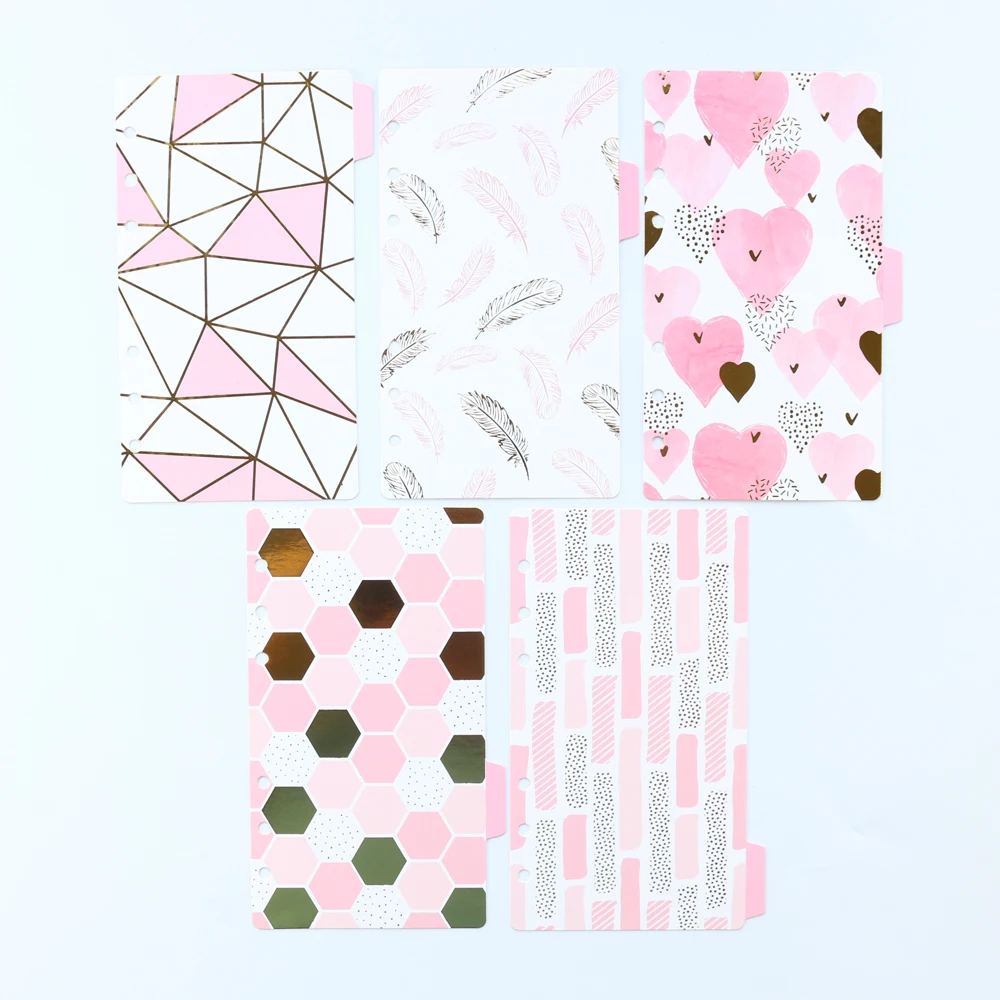 Domikee cute 6 rings paper index divider for binder planner notebook stationery,candy notebook paper divider accessories A5 A6
