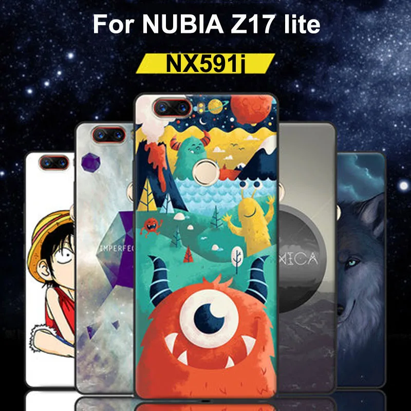 For NUBIA Z17 lite NX591J Case Z 17 lite coque clear cartoon painted soft Silicone TPU phone Cases For NUBIA Z17lite back Shell