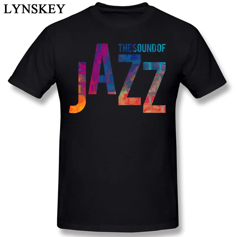 Artistic Design Colorful Letters The Sound Of Jazz Printing T Shirt For Men Cool Funny Short Sleeve Round collar Tops T-Shirt