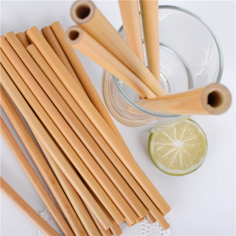 10Pcs Bamboo Straw Reusable Straw 20cm Organic Bamboo Drinking Straws Natural Wood Straws For Party Birthday Wedding Bar Tool