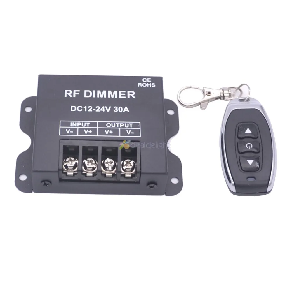 

RF 30A LED Dimmer Controller DC 12V - 24V Brightness Control For LED Single Color Strip light