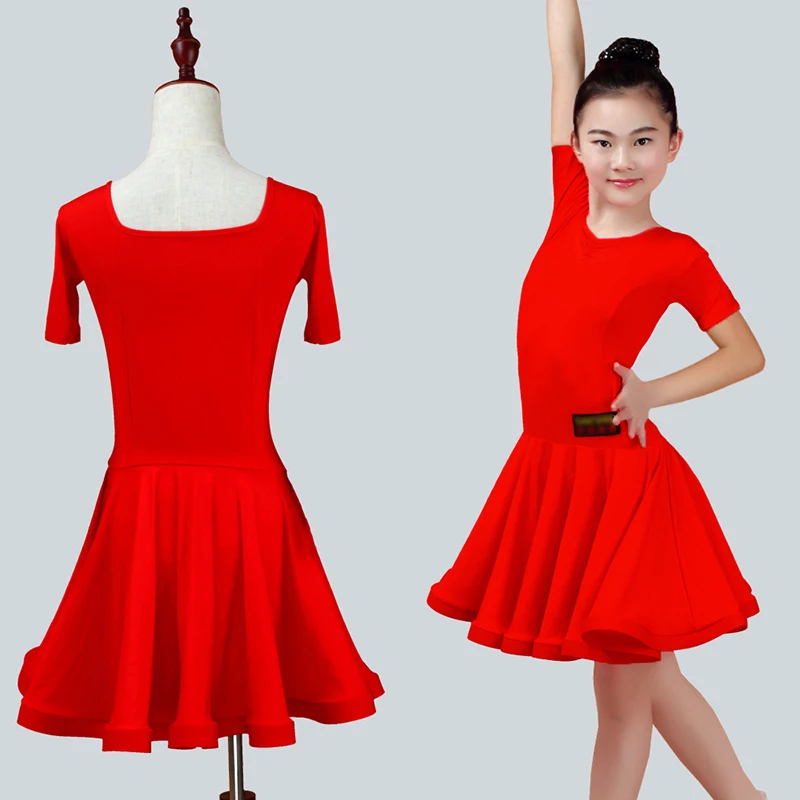 Latin Dance Dress Girls Ballroom Skirt Dress Girls Performance Satin Long Sleeve Dance Skirt Costume Competition Dancewear